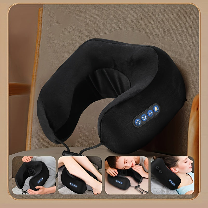 U-shaped heated massaging neck pillow